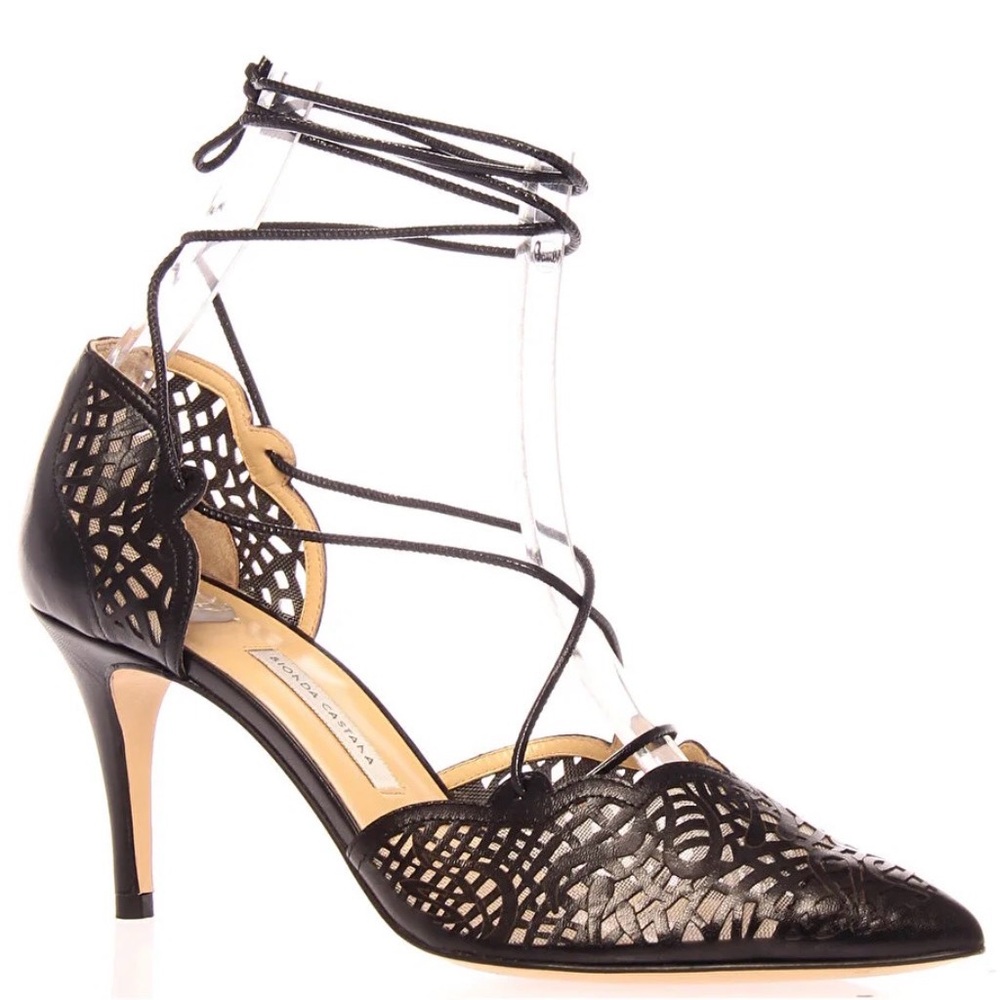 NEW Bionda Castana Black Lace-Up Heels